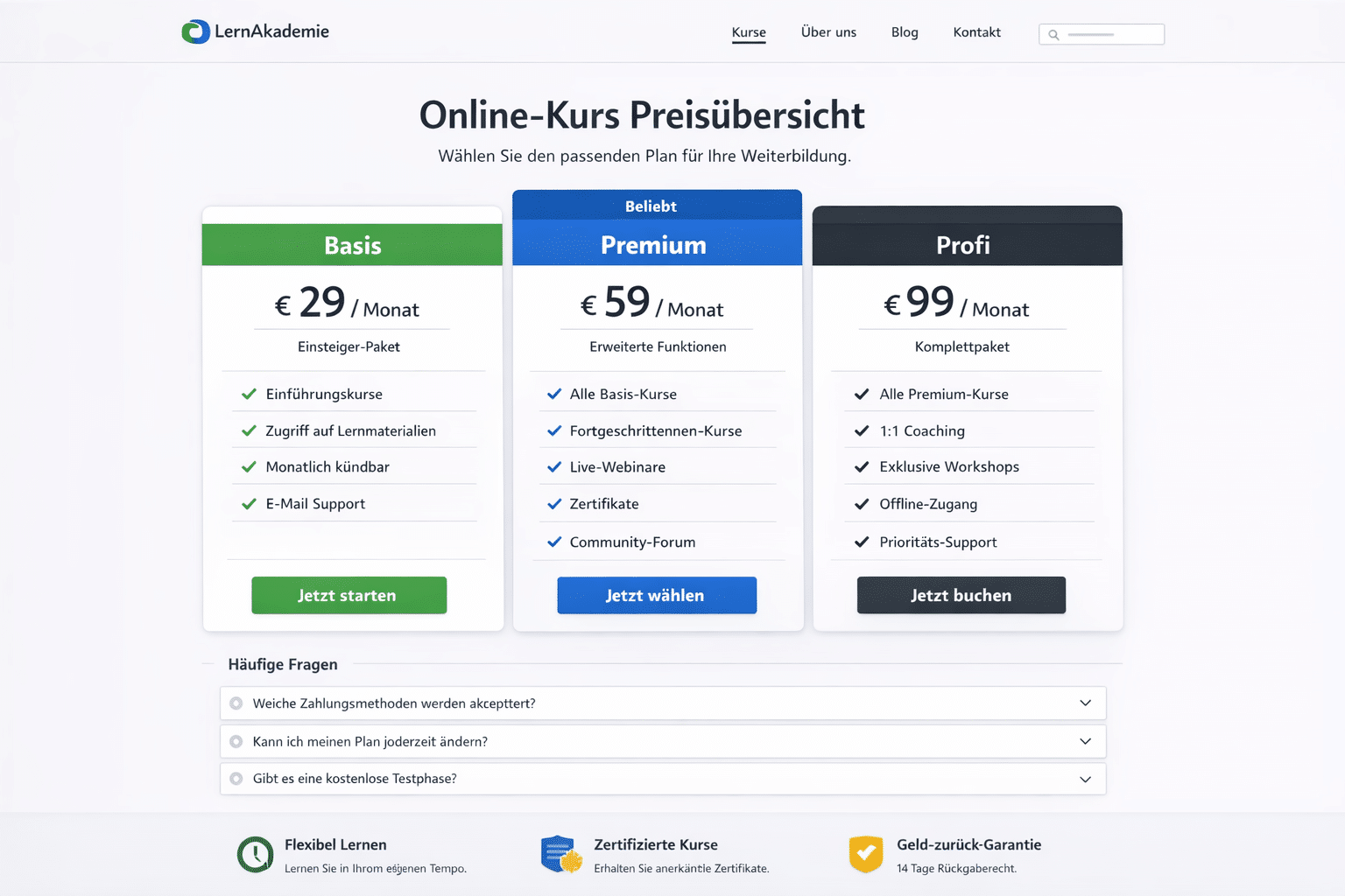 Preispläne und Preise definieren