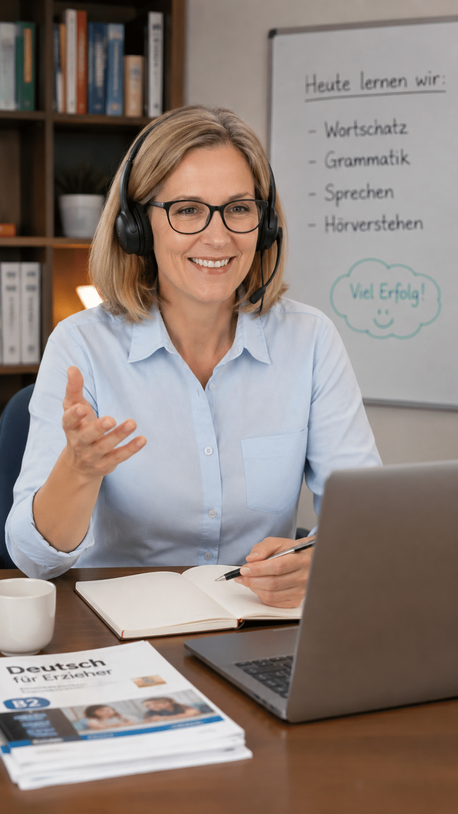 Lehrerin im Live-Online-Unterricht